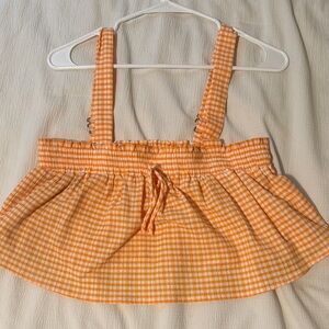Blue Blush Orange Gingham Crop Top